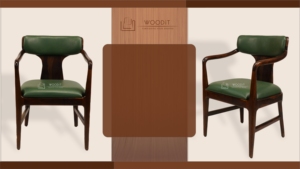 Luxury Mid-Century Modern Executive 100% Natural Solid Wooden Dining Arm Chair With Leather Upholstered Backrest & Cushion Chair - Product Image 3