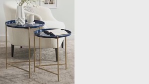 Juego de Mesa de Centro Redonda Moderna con Tapa de Vidrio, Muebles para Sala de Estar - Product Image 2