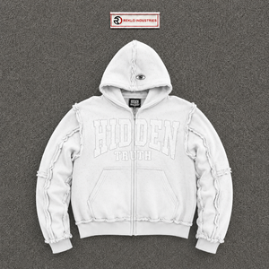Sudadera con capucha con cremallera blanca EVERYDAY HIDDEN TRUTH, estilo urbano, cálida para invierno, para uso diario, moda casual, estilo urbano, de algodón - Product Image 5