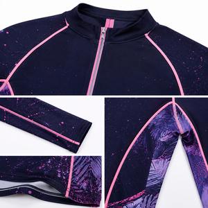 Haut de protection anti-UV à manches longues pour femme, couleurs personnalisées, impression numérique, écologique, séchage rapide, en Spandex et Polyester, idéal pour la natation - Vente chaude - Product Image 4