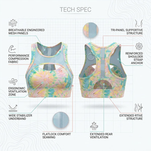 Fitness Clothing Customized Tie Dye Design Sports <b>Bra</b> Breathable Mesh Double Layer Gym Yoga Activewear Comfortable Sports <b>Bra</b> - Product Image 3