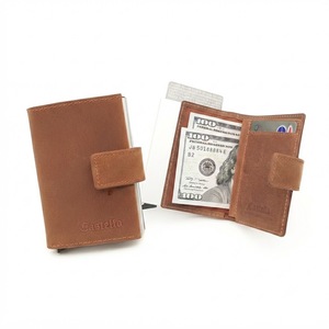 [Best Deal] Top Quality Castello Crazy Horse Leather RFID Aluminum Card Case <b>Smart</b> <b>Wallet</b> Men's Slim 9 Colors - Product Image 1