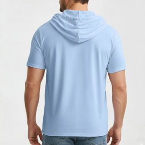 เสื้อฮู้ดแขนสั้นแบบมีฮู้ดสำหรับฤดูหนาว ผู้ชาย ผู้หญิง น้ำหนักเบา ระบายอากาศได้ดี สไตล์สตรีทแวร์ มีกระเป๋า บริการผลิตแบบ OEM ODM - Product Image 4
