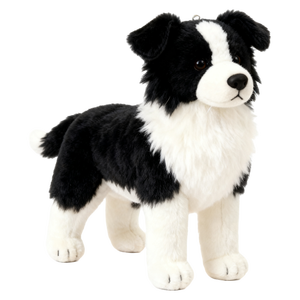 Peluche réaliste <span class=keywords><strong>de</strong></span> chiot <span class=keywords><strong>Border</strong></span> <span class=keywords><strong>Collie</strong></span> noir et blanc, jouet en peluche doux pour enfants - Product Image 1