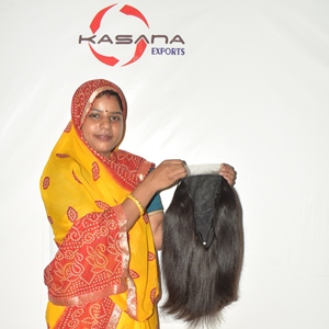 Peluca con cierre frontal de encaje 4x4, 100% cabello virgen Remy indio, encaje HD sin pegamento, línea de cabello natural pre-arrancada, doble trama a máquina, todo incluido. - Product Image 3