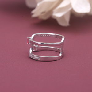 IGI Certified Lab Grown Diamond <b>Open</b> Wrap <b>Ring</b> 18K White / Rose / Yellow Gold Double Band Bypass <b>Ring</b> with Emerald Cut Diamonds - Product Image 2