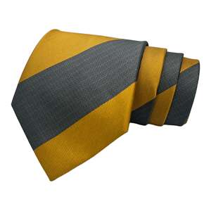 Conjunto de Corbata y Pañuelo de Bolsillo con Rayas Anchas Grises y Doradas |   Corbata Formal para Hombre, para Bodas y Negocios |   Combo de Pañuelos de Bolsillo y Accesorios de Regalo - Product Image 2