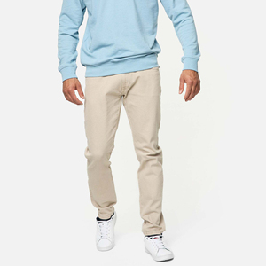 Jean en denim beige pour homme, coupe droite, style décontracté |   Pantalons streetwear vintage délavés |   Façade respirante | - Product Image 1