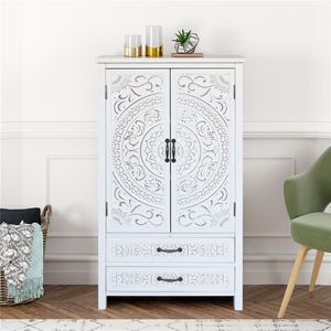 Mobiletto Alto da 27 Pollici in Legno Rustico Bianco, Credenza Versatile per Organizzazione Domestica - Product Image 1