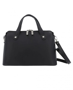 Sac à main élégant en cuir véritable noir de haute qualité pour femme avec fermeture éclair, deux poignées de transport, bandoulière, vente en gros, personnalisation OEM du logo et des couleurs - Product Image 1