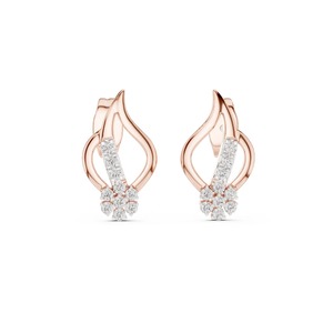 Minimalist Floral Design <b>Stud</b> <b>Earring</b> Fine Jewelry Women's Delicate <b>Earring</b> Round Moissanite Diamond <b>Earring</b> Gift For Her - Product Image 4