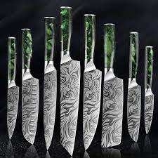 Ensemble de couteaux de chef japonais en acier Damas forgé à la main, écologiques, 5 pièces, lame tranchante, pour couper les fruits et les légumes au quotidien - Product Image 3