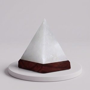 Lámpara Piramidal de Cristal del Himalaya Blanca Hecha a Mano, Iluminación de Sal Natural para el Hogar, Dormitorio, Meditación, Spa - Product Image 1