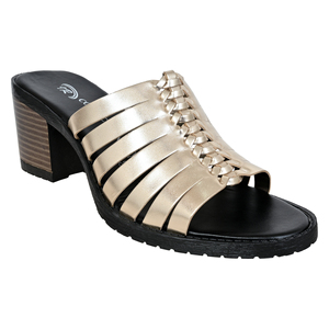 Sandalias de Tacón Alto para Mujer, Diseño Abierto, Tejidas, de Cuero Genuino, Doradas, para Ocasiones Especiales, Primavera, Verano, Otoño - OEM - Product Image 2