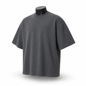 T-shirt Homme Oversize en Jersey de Coton Teint Uni à Manches Courtes et Col Rond – Design Uni Décontracté Longueur Standard - Product Image 1