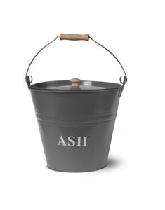 Cubo para cenizas de carbón con recubrimiento de polvo de hierro negro y pala con mango de madera para almacenamiento de cenizas en chimeneas, accesorios para hogar - Product Image 3