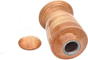 Classic cylinder shape wooden cremation urn handcrafted memorial vessel smooth polished wood urn <b>tall</b> round body funeral urn - Product Image 3