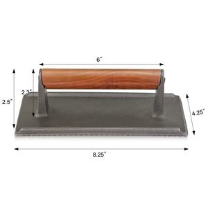 Presse à steak en fonte de qualité commerciale avec poignée en bois, robuste, 8,25 pouces et 9,25 pouces - Product Image 1