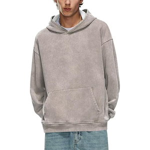 Sudadera con Capucha Unisex Vintage en Color Gris Taupe, Lavado Ácido, de Algodón Grueso, Estilo Desgastado, Tono Tierra, Streetwear - Product Image 2