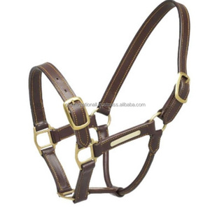 Marchandises de course équestre cheval classique marron en cuir de qualité supérieure licou avec raccords en laiton - Product Image 6