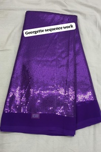 ผ้าหรูหราพรีเมียมลายปักเลื่อมแบบ Faux Georgette ประดับด้วยเลื่อมวิบวับสวยงามและงานปักด้ายอันประณีต - Product Image 2