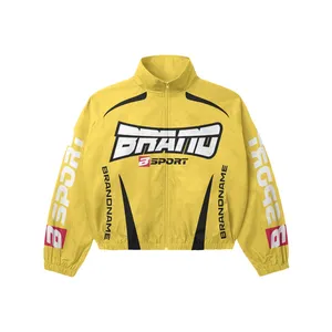 Yellow Windbreaker Tracksuit Set | Oversized Zip Hooded <b>Jacket</b> & Pants | Streetwear Matching Set OEM Private Label Manufacturer - Product Image 3