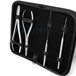 Kit Profesional de 4 Piezas de Acero Inoxidable para Extensiones de Cabello, Dos Pinzas de 7 Pulgadas, Aguja de Bucle y Gancho para Micro Anillos - Product Image 3