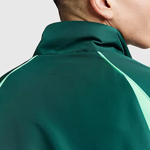 Ensemble de survêtement sportif vert pour homme, col à capuche, fermeture éclair, manches longues, respirant, en polyester tricoté, pour l'hiver, avec logo uni sur le devant - Product Image 2