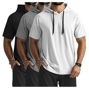 Sudaderas con Capucha de Manga Corta para Hombre, Camisetas Deportivas Ligeras, Informales, Atléticas, para Correr, Transpirables, para Gimnasio - Product Image 1