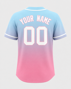 Maillot de baseball personnalisé de haute qualité, bleu et rose, pull-over, uniforme d'équipe, antibactérien, sans manches, col en V sur le devant - Product Image 5