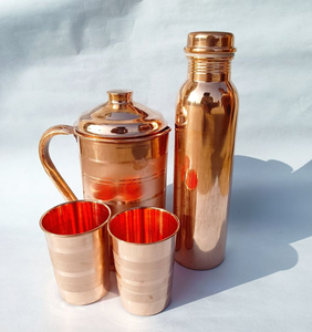Carafe en cuivre pur faite à la main, best-seller, avec couvercle, pichet à eau traditionnel en cuivre pour la santé et le bien-être, utilisable dans le monde entier - Product Image 2
