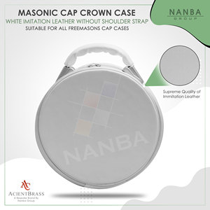Premium Imitation Leather <b>Masonic</b> Crown Cap <b>Case</b> (White) Without Strap - Product Image 3