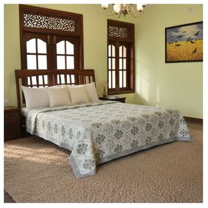 Wholesale Cotton Sanganer Kantha Queen Size <b>Throws</b> Hand Block Printed <b>Large</b> Width Handmade Indian Quilt Bedroom Decor Supplier - Product Image 1