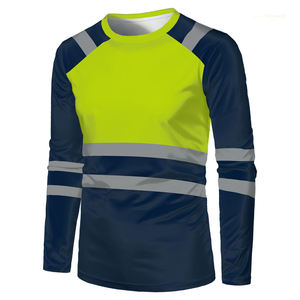 Chemise de sécurité haute visibilité à manches longues pour hommes, bicolore, réfléchissante, pour le travail, la construction, la sécurité, col rond, uniforme de protection - Product Image 5
