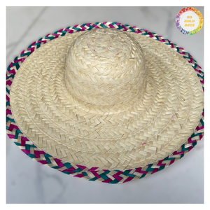 Seagrass <b>Straw</b> Unisex Cowboy Beach Floppy Sun <b>Hat</b> Hand Embroidery Checked Sombrero Vibrant for <b>Summer</b> Made in Vietnam - CARYLN - Product Image 4