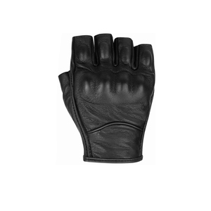 Sporty <b>Black</b> Leather <b>Fingerless</b> <b>Gloves</b> Wrist-Length Breathable Unlined For Sports Outdoor Use Spring Autumn Men's Motorcycle fit - Product Image 3