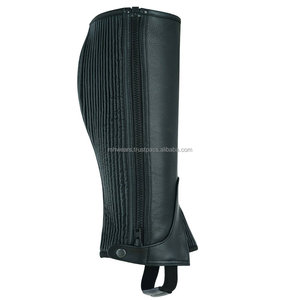 MH OEM Leather Half Chaps with Zipper & Button Closure for <b>Men</b> Women Training & Competition Use Custom Design - Product Image 4