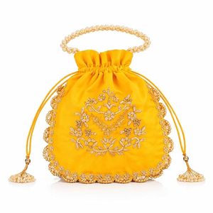 Affordable Fancy Potli <b>Bag</b> with Handmade Beads and Detailed Embroidery <b>for</b> <b>Bridesmaids</b>, <b>Wedding</b> Guests - Product Image 1