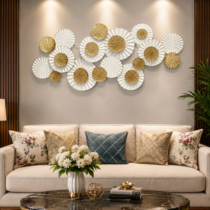 Décoration murale florale en métal vieilli, sculpture murale florale moderne, décoration murale botanique pour salon, chambre, bureau - Product Image 6