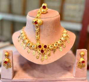 France Mayotte Vintage 24K Gold Plated Dubai Fashion Jewelry Necklace <b>Set</b> Earrings <b>Bangles</b> Combs Brooches Copper - Product Image 3