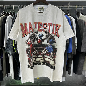 Camisetas de manga corta para hombre, estilo vintage MAJESTIK, con pedrería, para verano, formales, con estampado tejido, de poliéster/algodón, en stock, proveedor. - Product Image 4