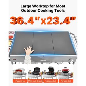 Carrello per Barbecue da Esterno con Piano di Lavoro Mobile 36,4 x 23,4 x 1 Pollici, 4 Contenitori per Spezie, Tavolo per Grigliate all'Aperto - Product Image 4