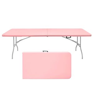 Table pliante portable rose en plastique de 2,4 m à haute capacité de charge pour le camping, les pique-niques et les fêtes - Product Image 1