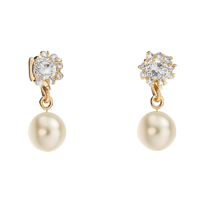 Vintage Asscher Cut Diamond and Pearl Drop Stud Earrings - Product Image 2