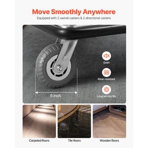Carrello Portabagagli per Hotel con Capacità di 340 kg, Piattaforma Deluxe con Telaio Frontale Rimovibile e Piano in Moquette Grigia - Product Image 6