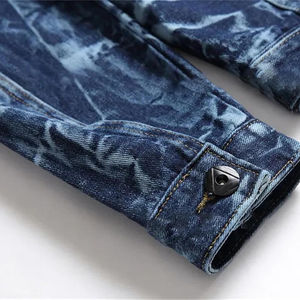 Ensemble veste et pantalon en denim pour homme, couleur unie, hiver, 100% coton, respirant, style hip hop, haute qualité, personnalisable, toutes tailles - Product Image 4