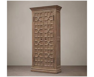 Premium Solid Wood Storage Cabinet Handcrafted Carved Wooden <b>Wardrobe</b> Modern Living Room Furniture Tall Wooden Display Cabinet - Product Image 3