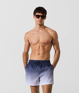 Shorts de Playa para Hombre, de Secado Rápido, con Degradado de Color, Cintura con Cordón, Tejido de Poliéster, Corte Corto, Cintura Media - Product Image 2