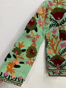 Chaqueta de algodón bordada con motivos florales de estilo chino, cuello mandarín, manga larga, ropa exterior informal para adultos, ropa de primavera - Product Image 3