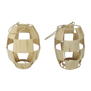 Lanterne moderne en feuille de palmier bio, porte-bougie géométrique découpé, lanternes suspendues, décoration lumineuse de jardin en verre - Product Image 1